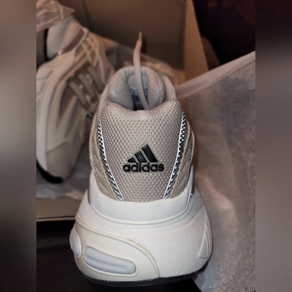 adidas Men's Athletic Shoes Beige Silver Mesh Trainers